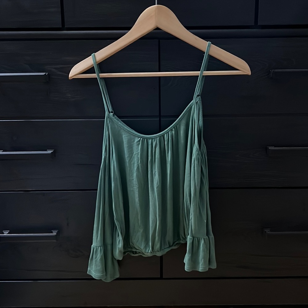 Off the Shoulder Green Top S